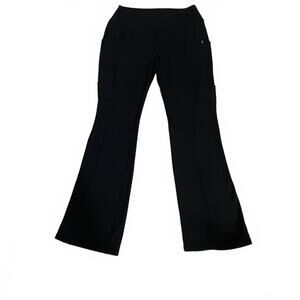 Jaanuu Black Women's Sporty Athletic Stretch Flared Pants Yoga Scrub Size Small